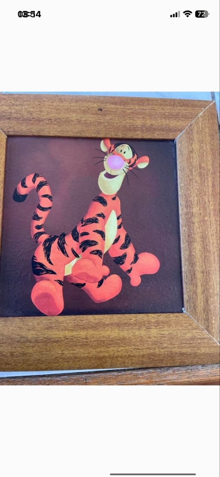 Leuk schilderijtje Winnie de Pooh en Teigetje 23x23cm, Ophalen of Verzenden, Gebruikt, Wanddecoratie