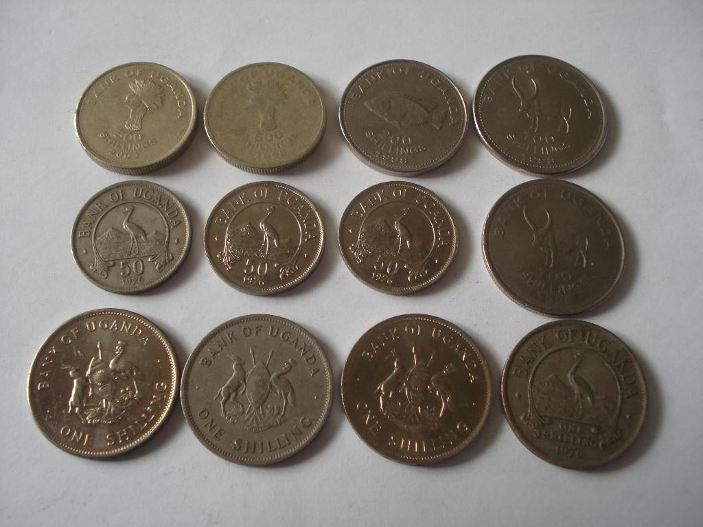 12 munten Uganda, Postzegels en Munten, Munten | Afrika, Ophalen of Verzenden, Overige landen, Setje