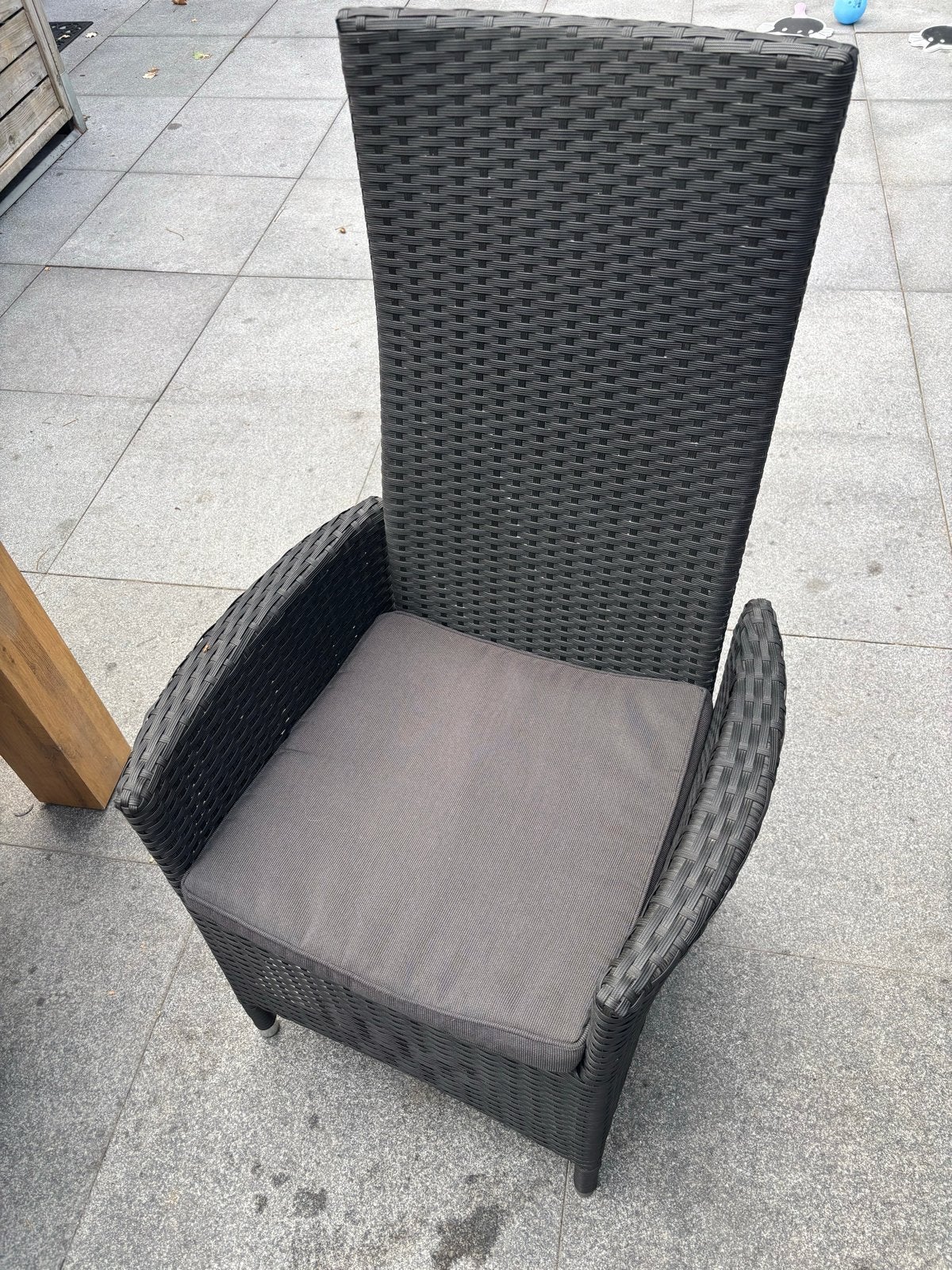 Verstelbare Wicker Tuinstoel met Kussen - Zwart, Ophalen, Gebruikt, Wicker, Verstelbaar