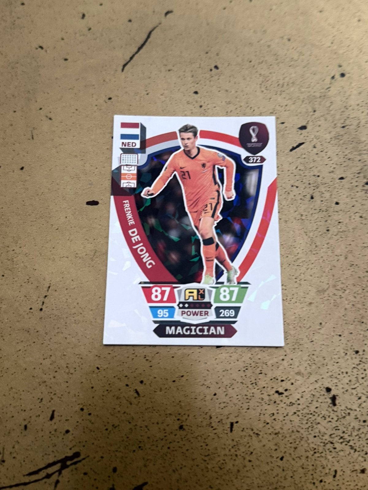 Frenkie de Jong Spelerskaart - Qatar 2022 WK panini, Ophalen of Verzenden, Zo goed als nieuw, Overige sporten, Spelerskaart