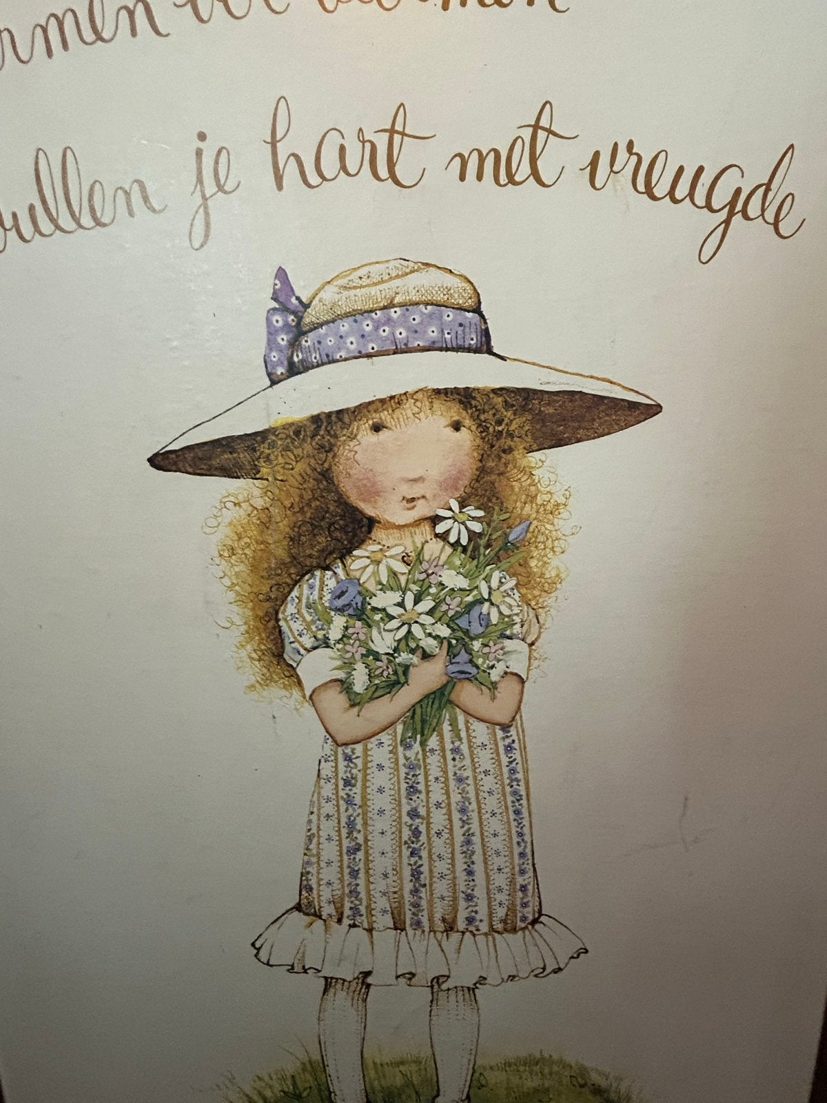 Vintage Holly Hobbie Poster 97x72 cm met lijst, Ophalen, Met lijst, Deurposter of groter, Overige onderwerpen