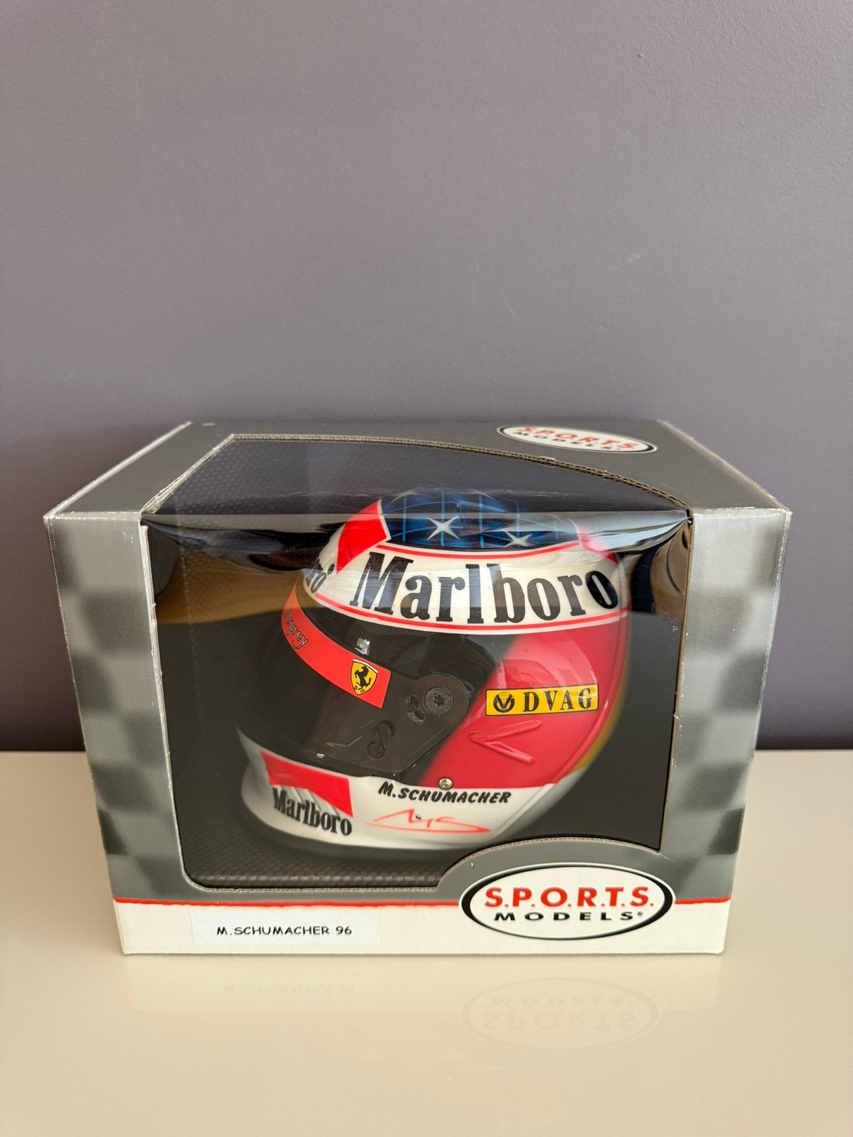 1996 1:2 Helm Michael Schumacher Ferrari Bell Sports Models, Verzamelen, Ophalen of Verzenden, Zo goed als nieuw, Auto's