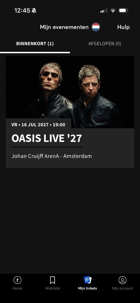 Oasis ticket Arena 16 juli '27, Tickets en Kaartjes, Eén persoon, Juli