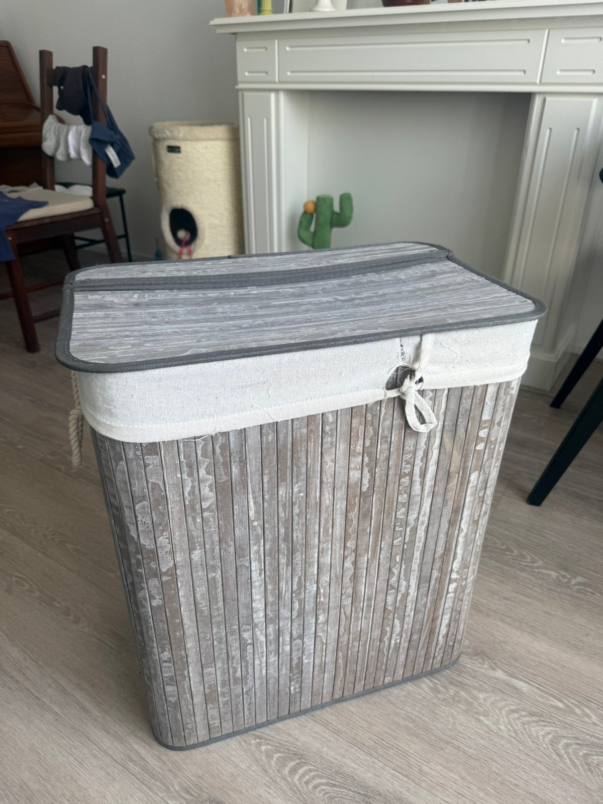 Bamboo laundry hamper, Ophalen, Zo goed als nieuw, Wit