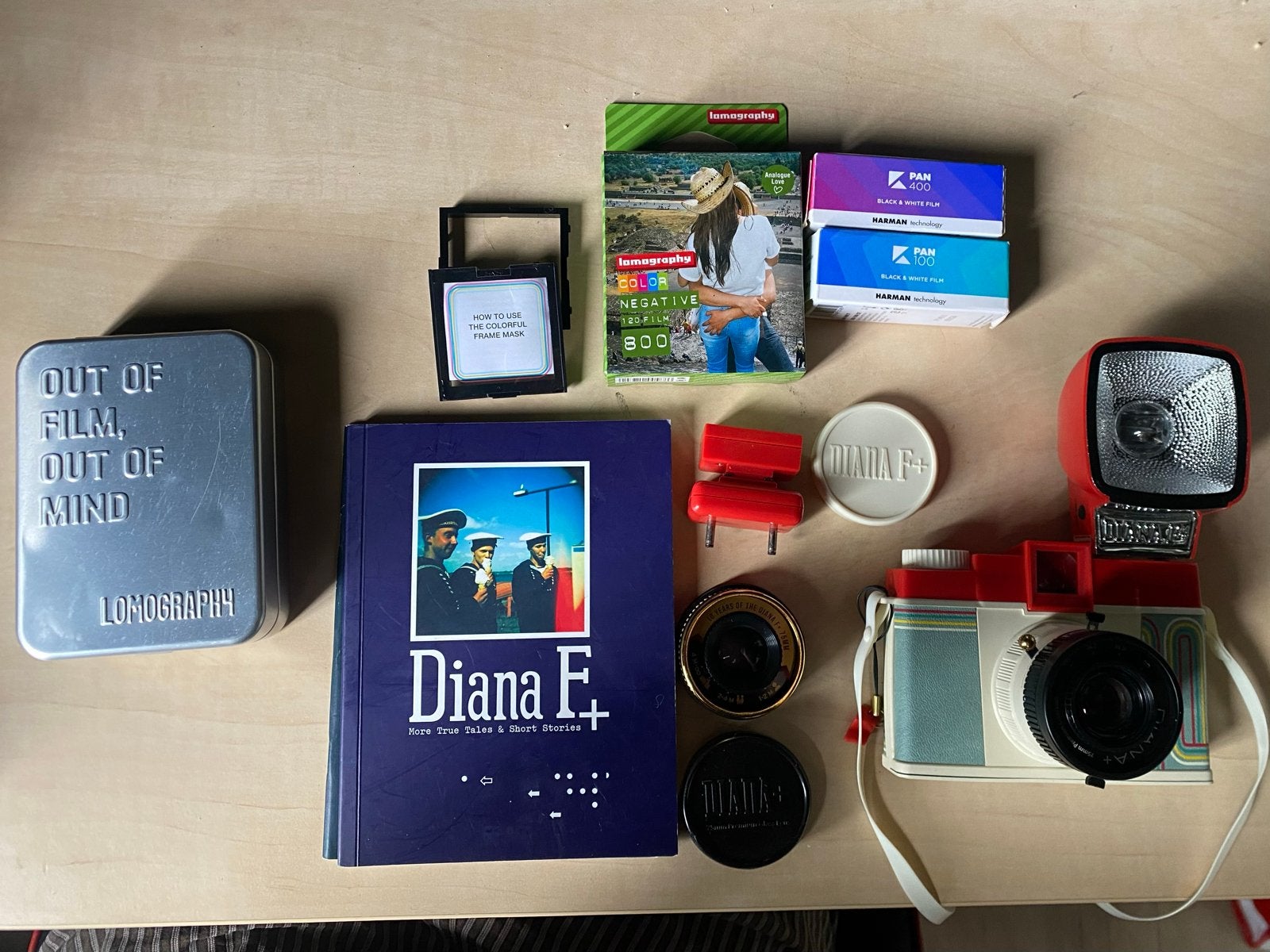 Hele set Diana F+ met extra 75mm lens compleet gebruiksklaar, Audio, Tv en Foto, Fotocamera's Analoog, Ophalen of Verzenden, Gebruikt