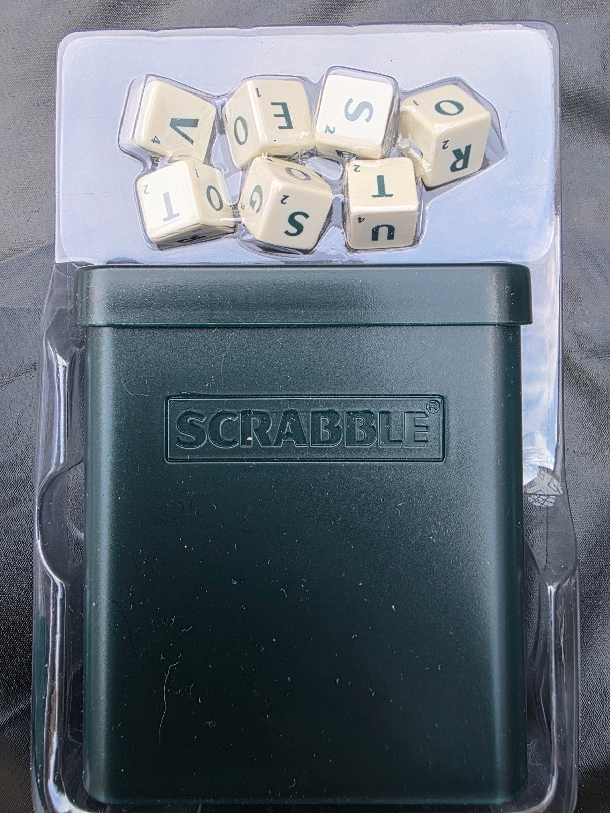 Scrabble Strijd - Compact Woord- en Dobbelspel, Mattel, Gebruikt, Ophalen of Verzenden, Een of twee spelers