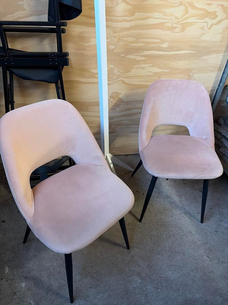 Nette wachtkamer stoeltjes - Roze stof, Ophalen, Gebruikt, Twee, Overige kleuren