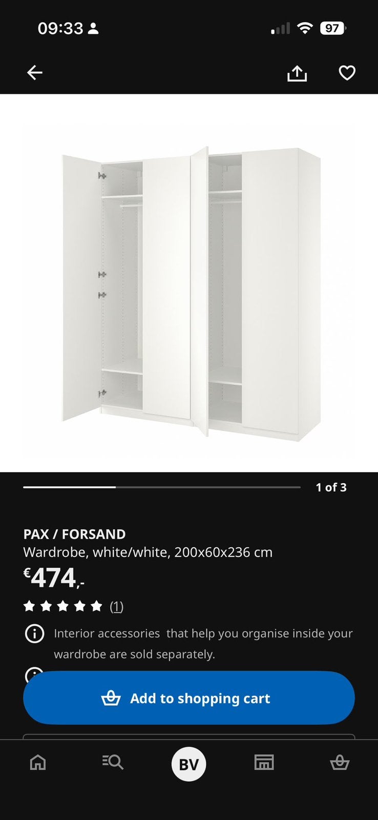 PAX Ikea, Huis en Inrichting, Kasten | Kledingkasten, Ophalen, Gebruikt, 200 cm of meer, 50 tot 100 cm