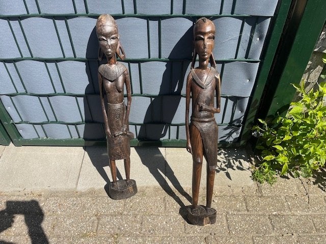 Afrikaanse ebben houten beelden 90cm, Handgemaakt, Beeld, Hout, Afrika