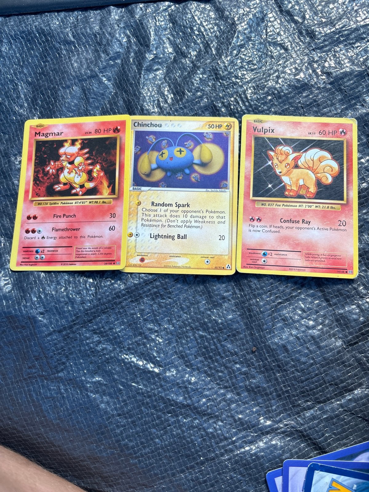 Pokémon kaarten: Magmar, Chinchou, Vulpix, Ophalen of Verzenden, Gebruikt, Meerdere kaarten