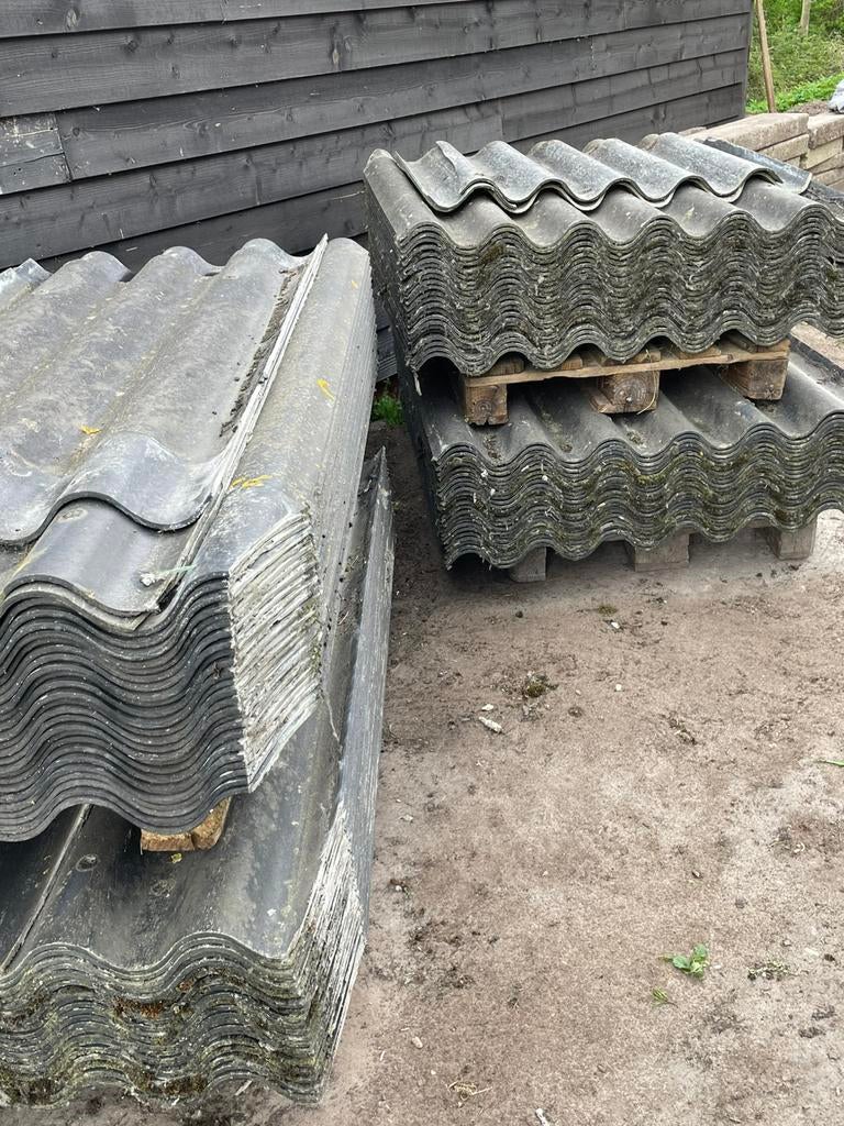 Dakplaten en nokvorsten. Geen asbest!, Doe-het-zelf en Verbouw, Dakpannen en Dakbedekking, Overige materialen, Gebruikt, 15 m² of meer