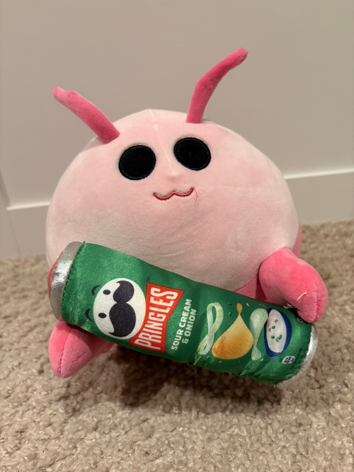Snackless Roze knuffel met Pringles Sour Cream & Onion, Overige merken, Overige karakters, Overige typen, Ophalen of Verzenden