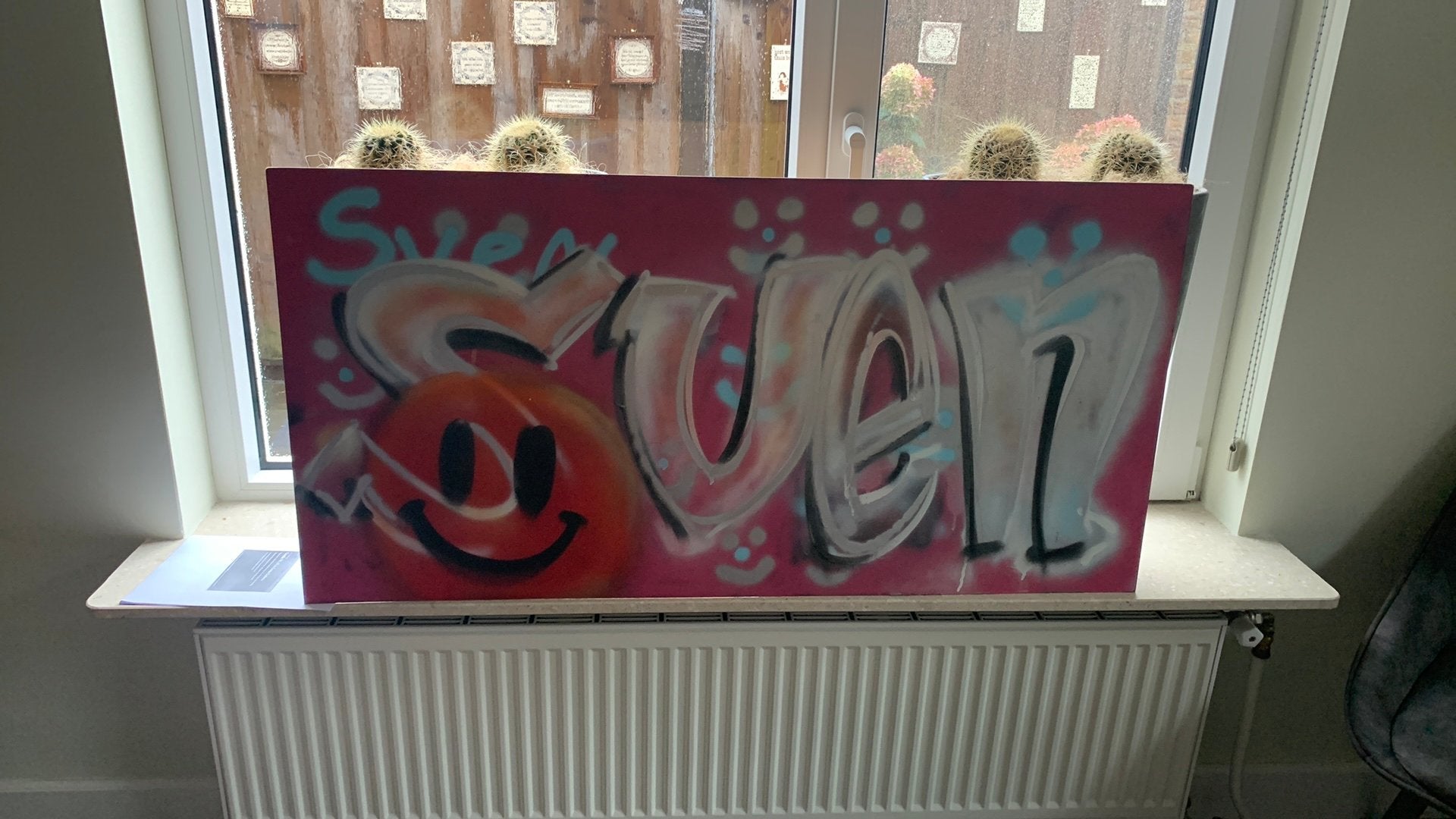 Graffiti naam Sven op hout, Ophalen of Verzenden, Gebruikt, Acrylverf