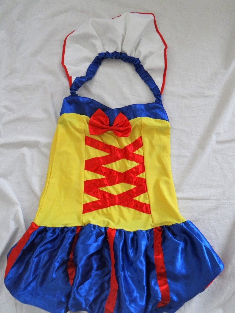 Leuk rood/blauw/geel SNEEUWWITJE jurk (kort model), Kleding | Dames, Carnaval, Ophalen of Verzenden, Kleding, Maat 36 (S)