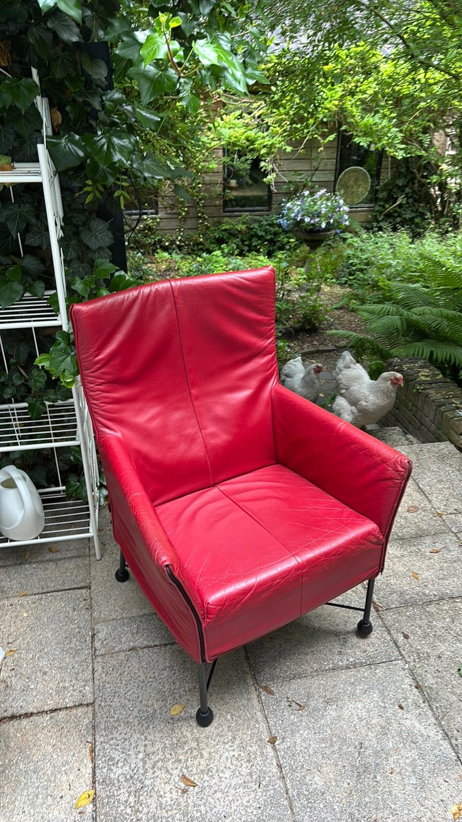 MONTIS charley leren rode stoel, Huis en Inrichting, Ophalen, Gebruikt, 50 tot 75 cm, Leer