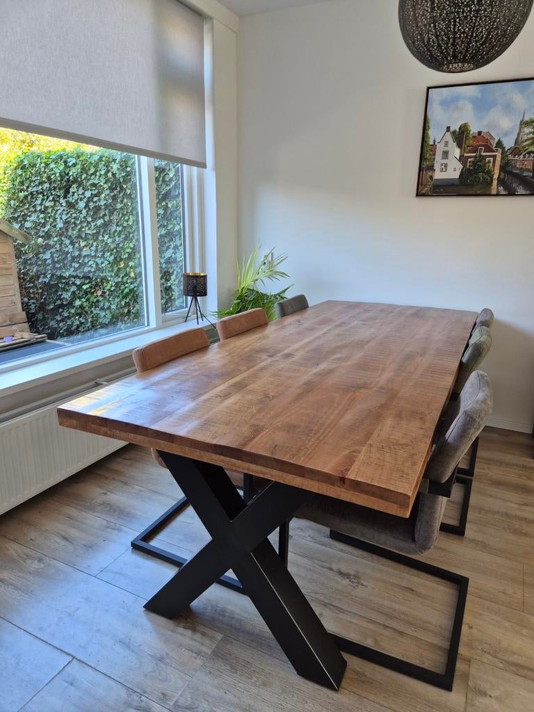 Eettafel 2.40 x 1.00 meter, Huis en Inrichting, Tafels | Eettafels, Gebruikt, 200 cm of meer, 50 tot 100 cm, Vijf personen of meer