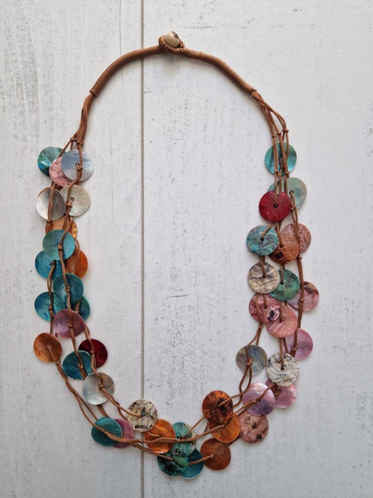 Mooie vintage parelmoer ketting, Ophalen of Verzenden, Zo goed als nieuw, Blauw, Steen of Mineraal