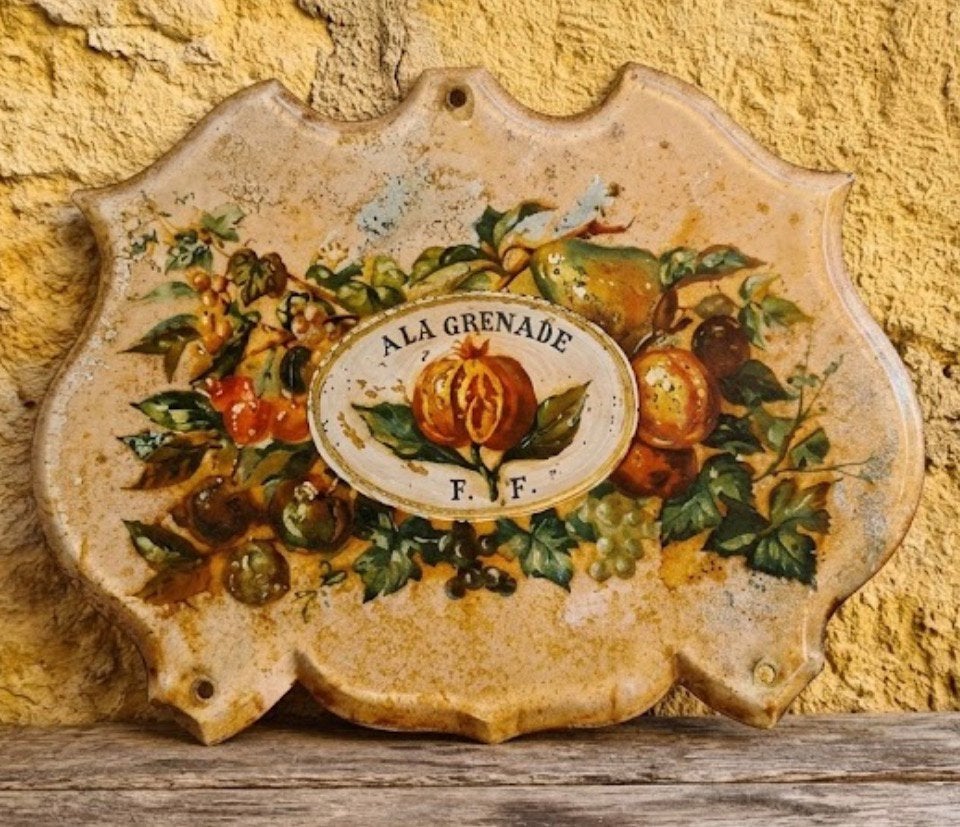 Antiek glazen franse plaquette fruit, Ophalen of Verzenden