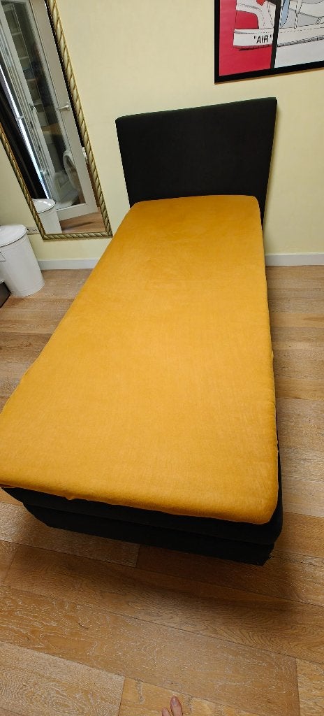 Boxspring eenpersoons Karlsson, Huis en Inrichting, Ophalen, 90 cm, Eenpersoons, Zwart