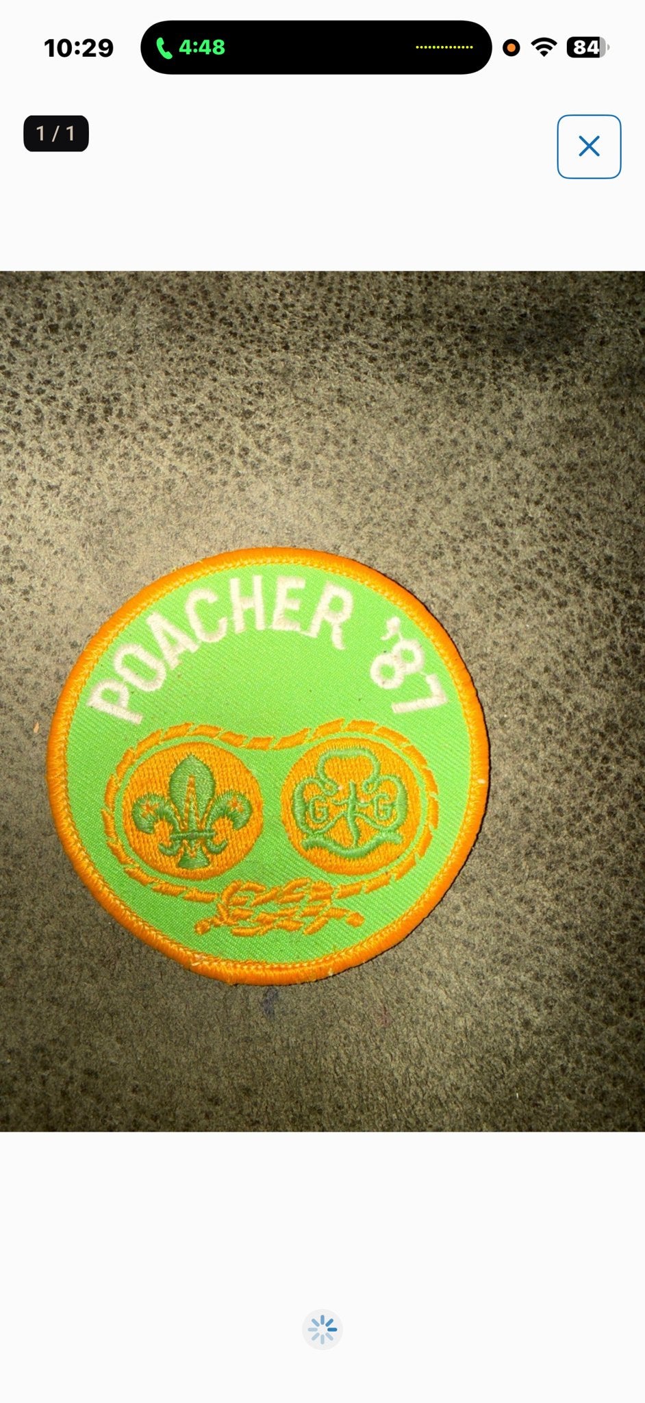 Vintage 'Poacher '87' Scouting Patch - Uniek Verzamelobject, Ophalen of Verzenden, Zo goed als nieuw, Embleem, Speld of Insigne