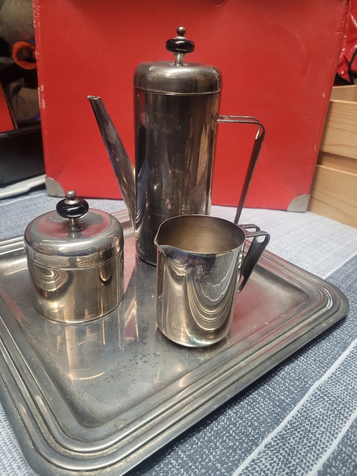 vintage deco setje, Ophalen, Zilver