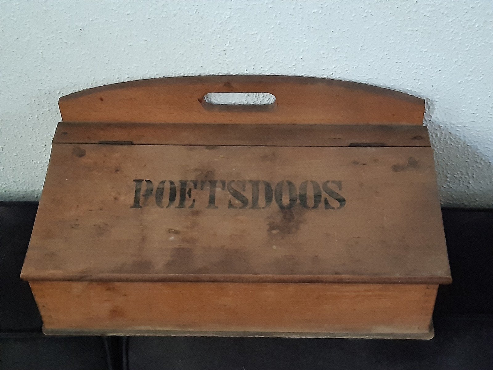 Oude (schoenen)poetsdoos ,klepbak, mooie patina ,sleets, Ophalen of Verzenden