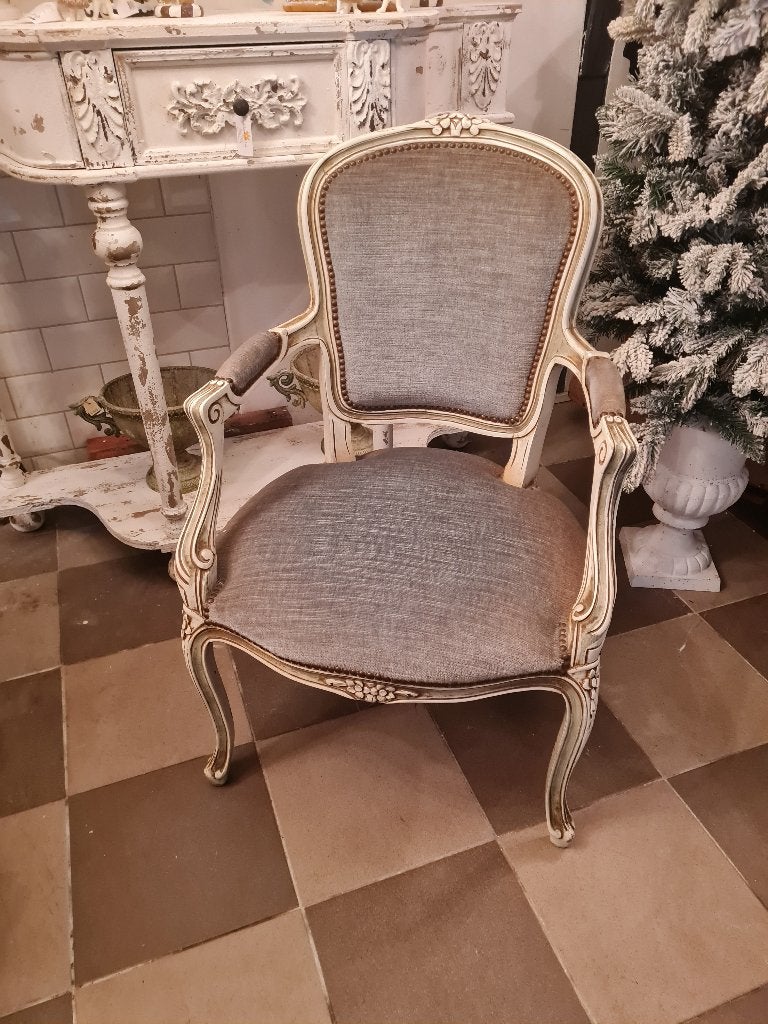 Vintage barokke stoel, Ophalen, Heikant 21 Kaatsheuvel, Blauw, Belle Vieille Brocante