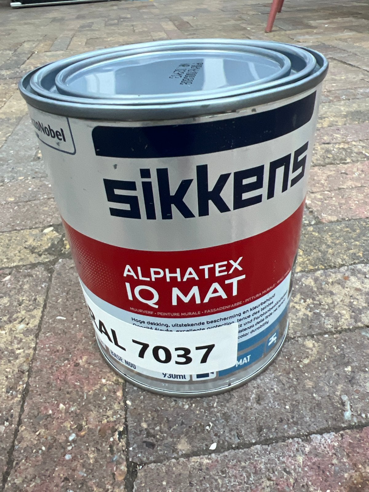Sikkens Alphatex IQ Mat - Buiten Muurverf RAL 7037 - 1 Liter, Ophalen, Nieuw, Verf, Grijs