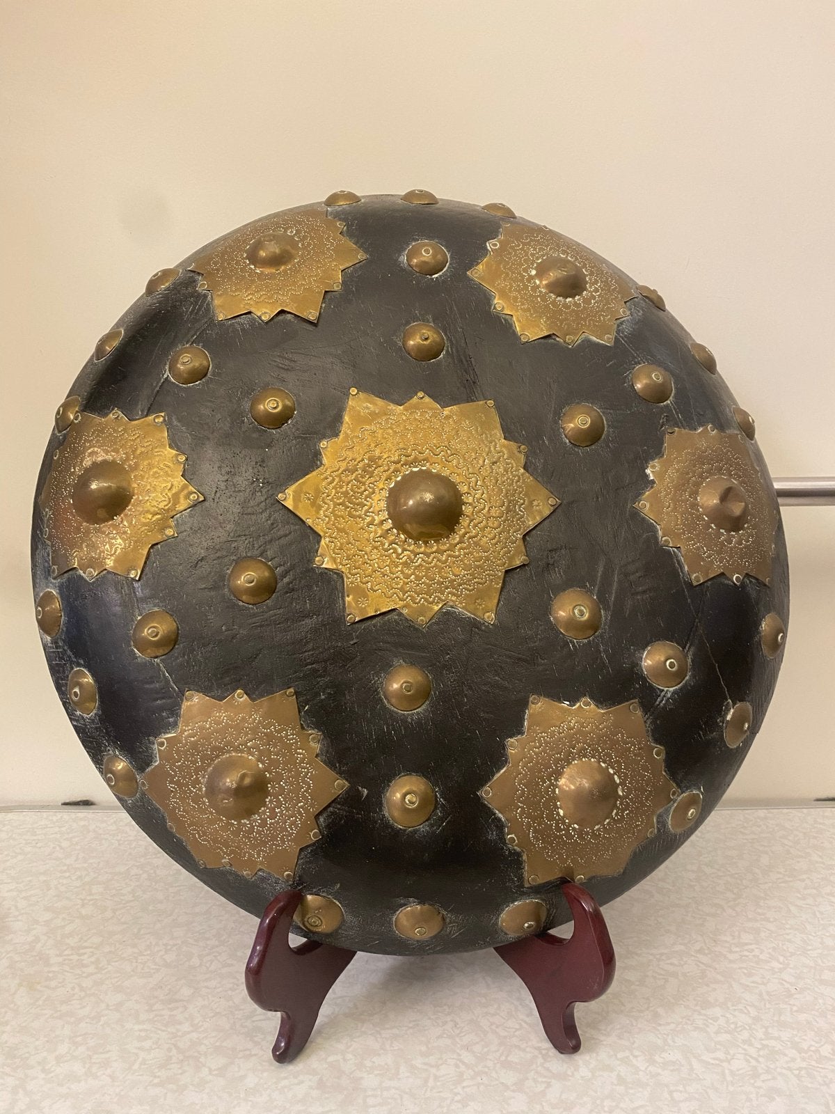 Decoratief houten schild met messing beslag (Ottomaanse stij, Ophalen of Verzenden