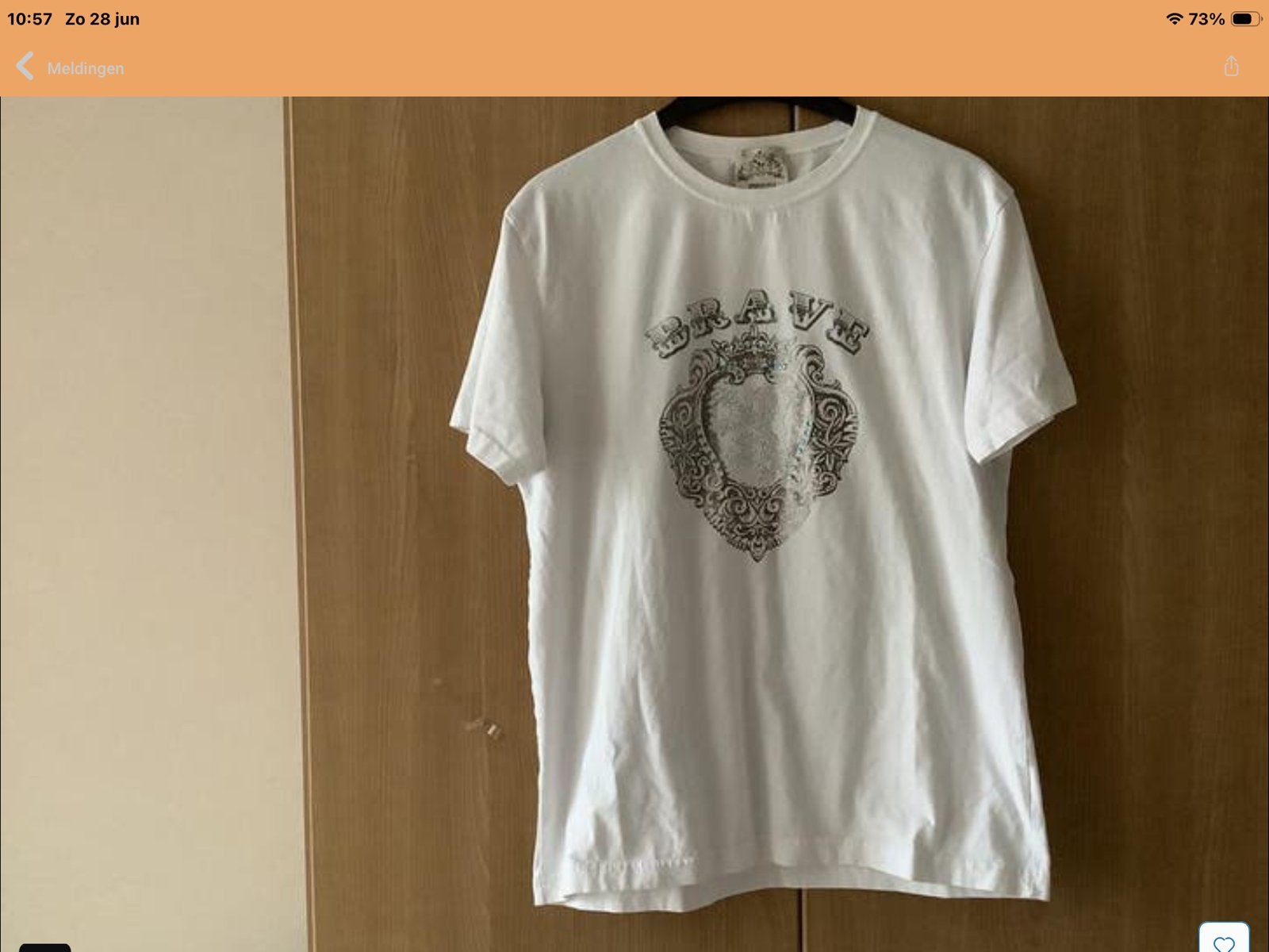 Heren T-shirt met opdruk en strass - SCAMM - Maat XL, Kleding | Heren, Verzenden, Gedragen, Maat 56/58 (XL), Wit