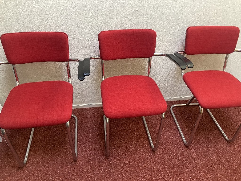 Te koop 3 rode vintage gispen look a like stoelen., Ophalen, Gebruikt, Drie, Vintage