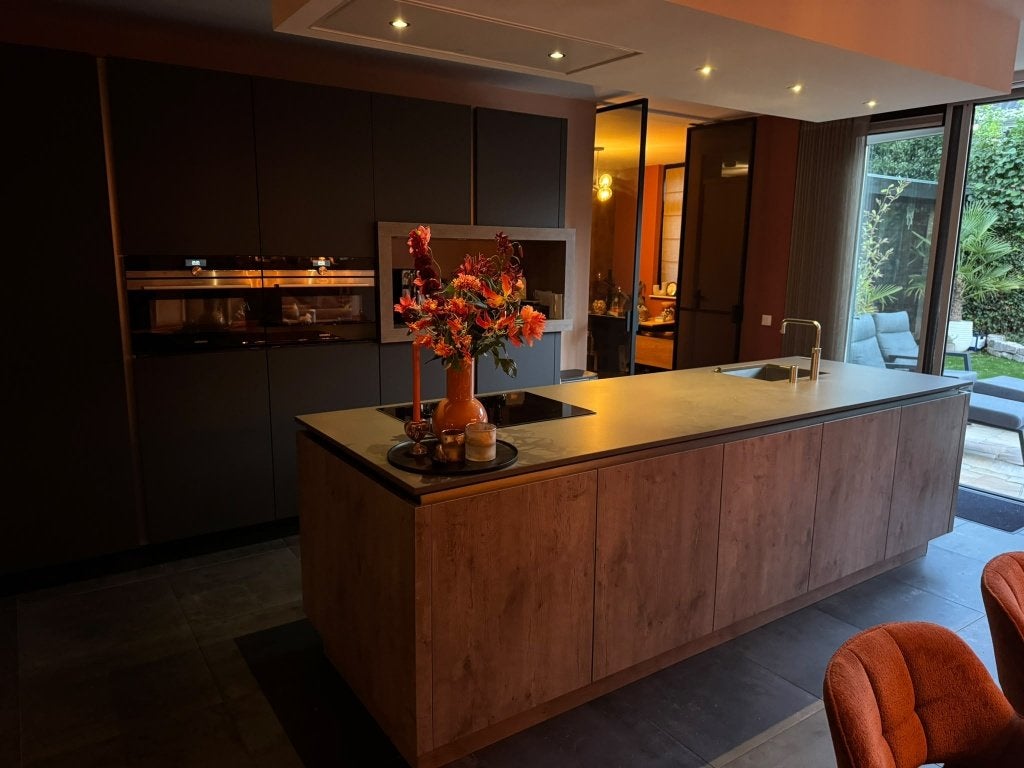 LUXE EILANDKEUKEN  + SIEMENS  + QUOOKER+GEDEMONTEERD, Zwart, Overige typen, Ophalen of Verzenden, Zo goed als nieuw