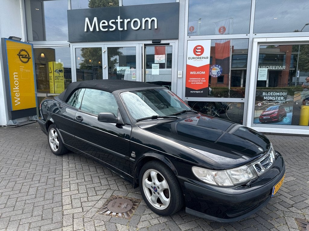Saab 9-3 Cabrio 2.0t SE Automaat, vol leer / APK 1 jaar, Auto's, Saab, Gebruikt, Zwart, 4 cilinders, 4 stoelen