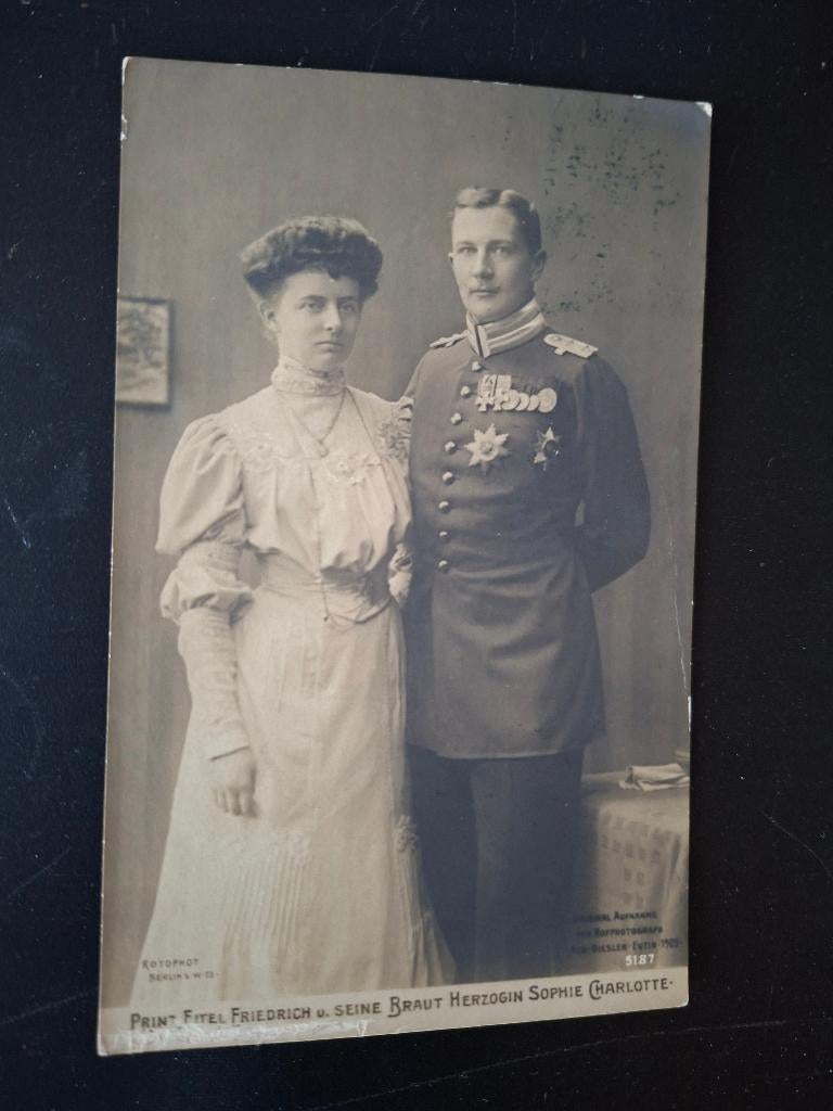 Prinz friedrich eitel  pruisen met bruid, Verzamelen, Verzenden, Gebruikt, Buitenland, Kaart, Foto of Prent