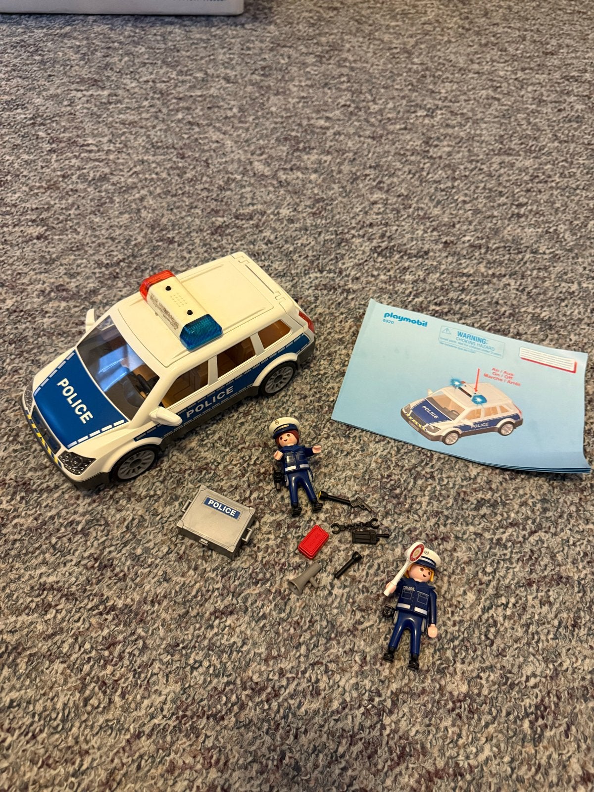 Playmobil Politieauto 6920 met 2 agenten en accessoires, Gebruikt, Complete set, Voertuig, Ophalen of Verzenden
