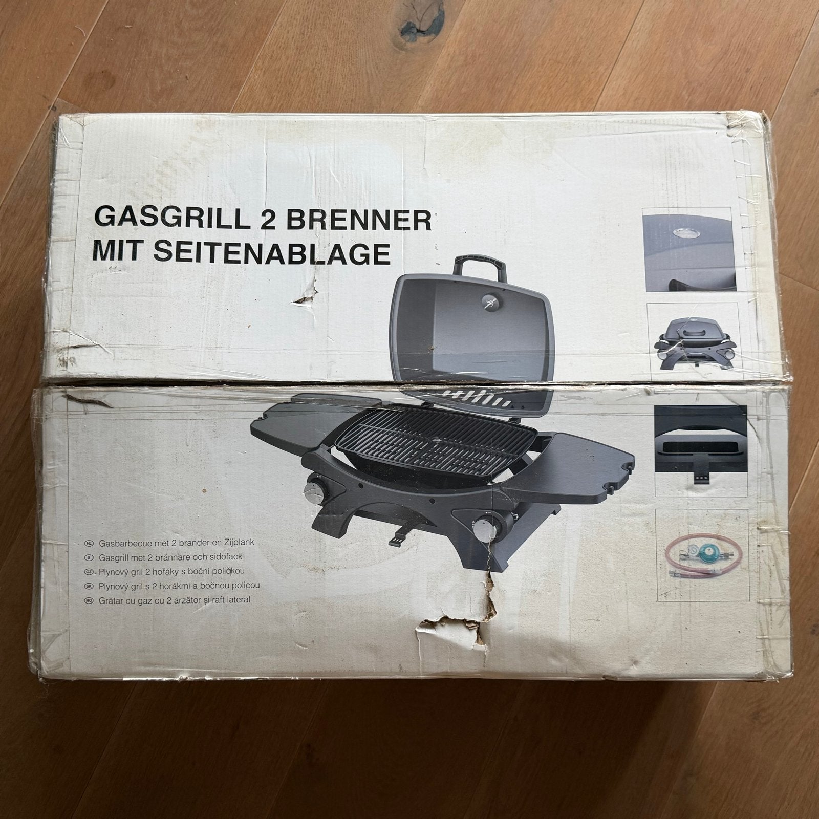 Nieuwe 2-pits gasgrill met zijplanken, Tuin en Terras, Ophalen of Verzenden, Nieuw