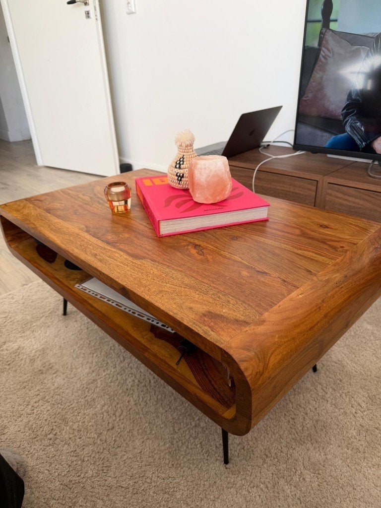 Massief Houten Salontafel van Ventura, 50 tot 100 cm, 50 tot 100 cm, Zo goed als nieuw, Ophalen