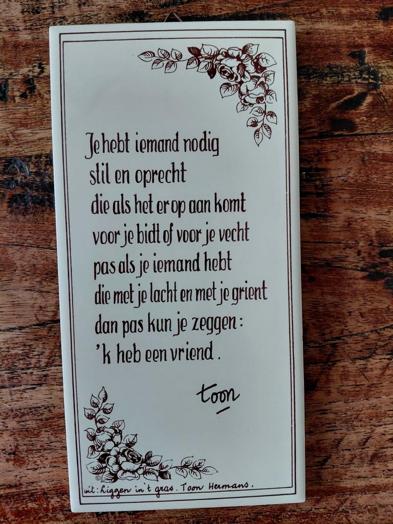 Tegeltje met tekst "Vriend ", Huis en Inrichting, Ophalen of Verzenden, Zo goed als nieuw