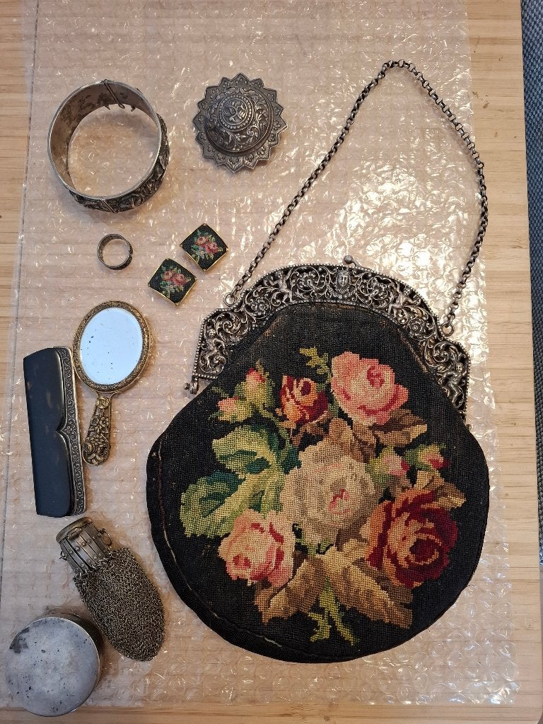 Tasje met bijoux uit 1927, Ophalen of Verzenden, Gebruikt, Zwart, Avondtasje
