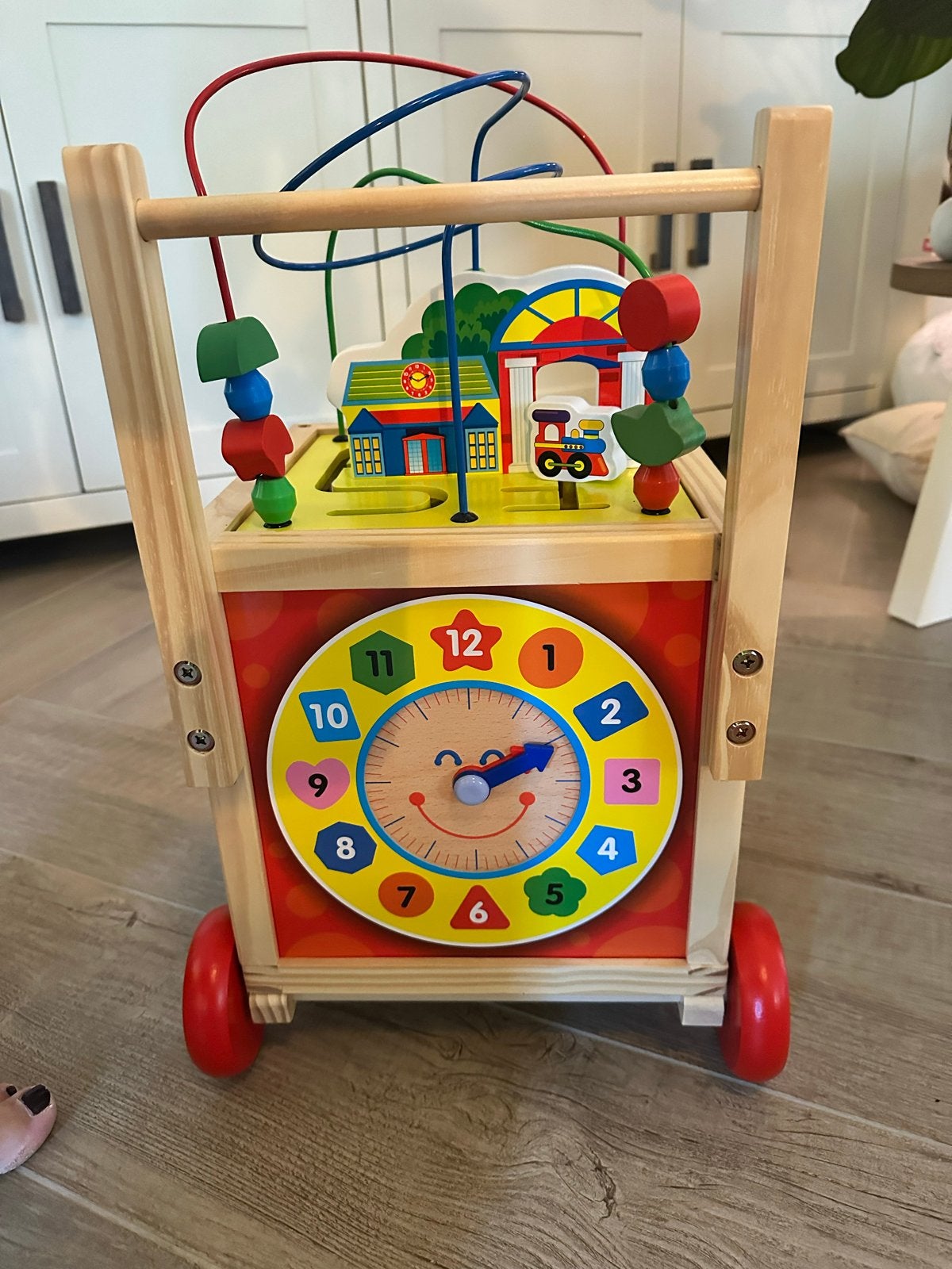 Houten loopwagen met activiteiten, Ophalen, Gebruikt, Duw- of Trekspeelgoed