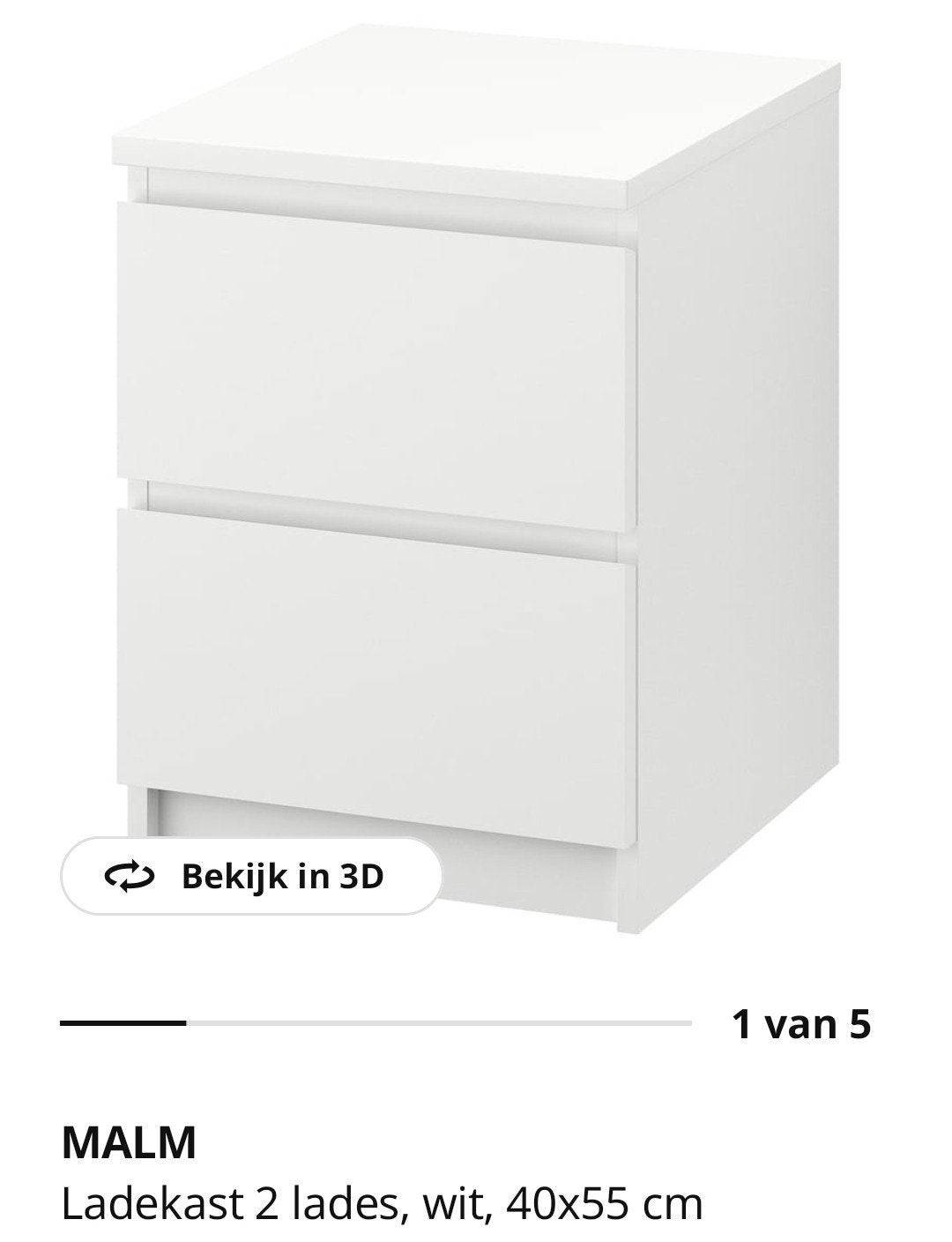 Ikea Malm ladekast wit, nieuw in doos, Huis en Inrichting, Kasten | Ladekasten, Ophalen, Minder dan 50 cm, 1 of 2 laden, Nieuw