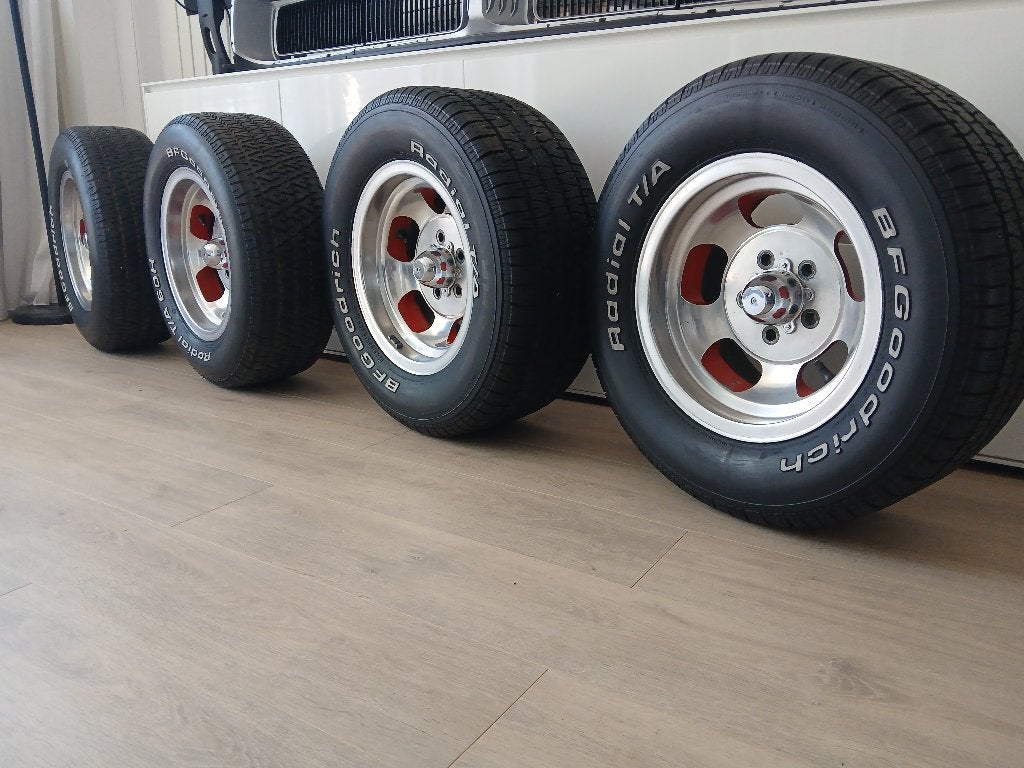 7 SETS MUSTANG CHEVY USA Velgen 5x4,5 WOLFRACE 12j 5x4,75, Auto-onderdelen, Ophalen, Gebruikt, 15 inch, 295 mm