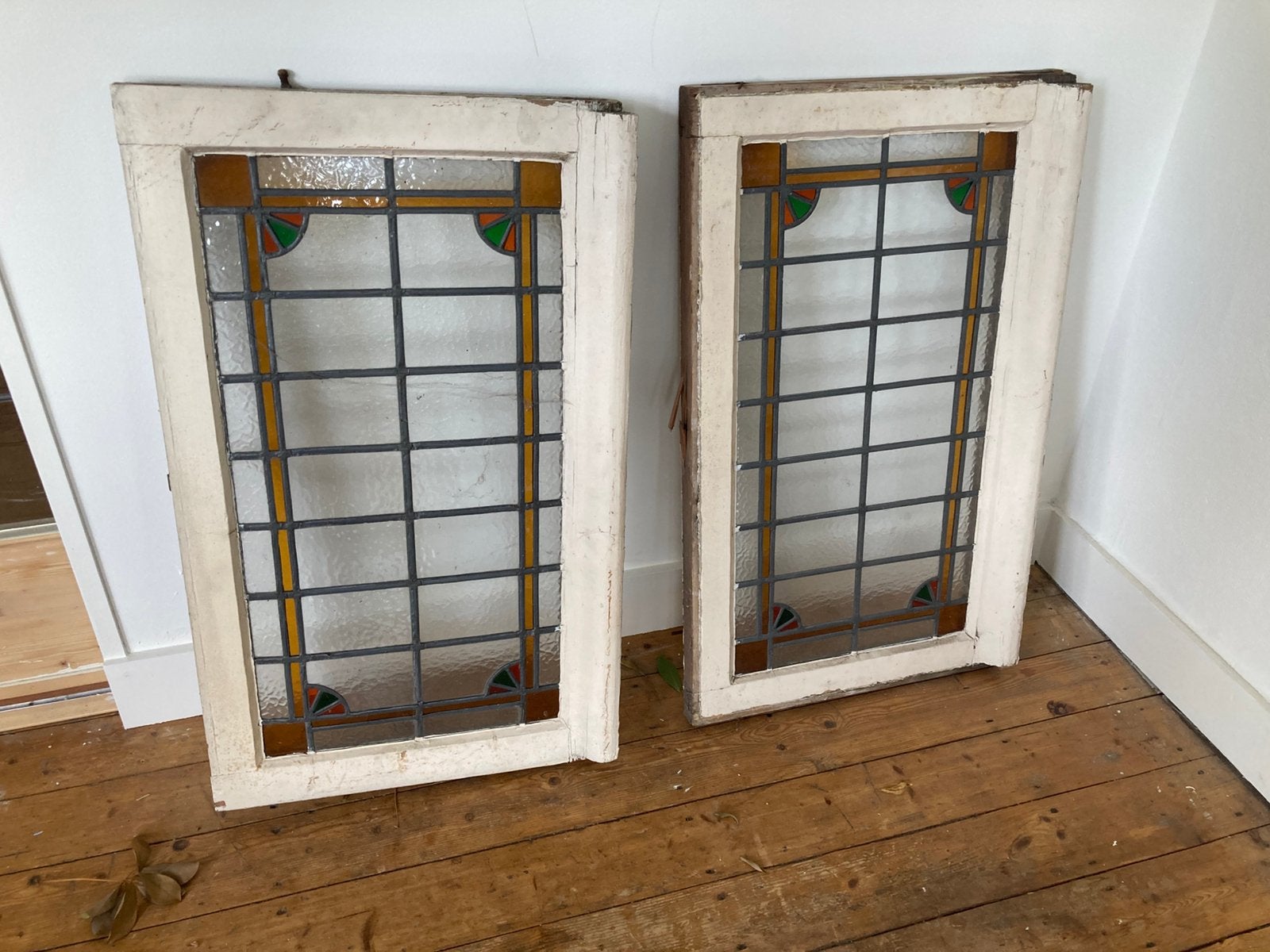 2 Glas in lood ramen, Doe-het-zelf en Verbouw, Glas en Ramen, Gevelraam of Ruit, Gebruikt, Ophalen of Verzenden, Minder dan 80 cm