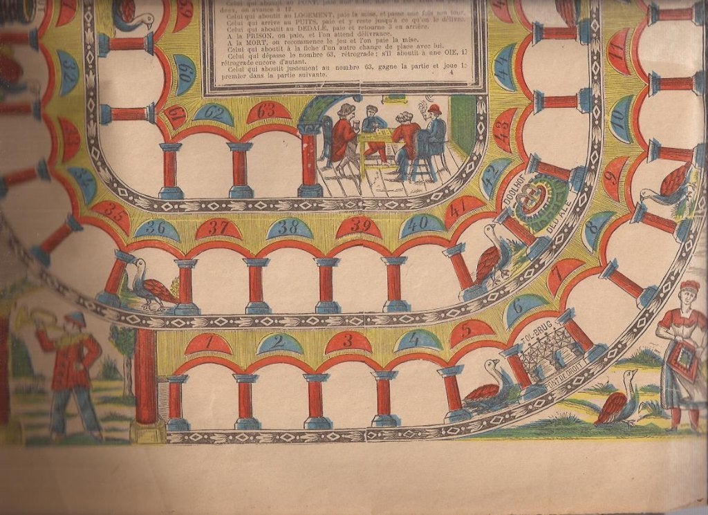 Het nieuw vermakelijk Ganzenspel. 19e eeuw, Ophalen of Verzenden, 32 cm, Blanco verso, Lithografie