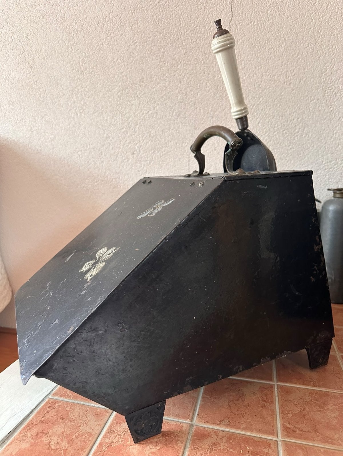 Brocante Kolenkit met Schep - Keramisch Handvat, Ophalen of Verzenden