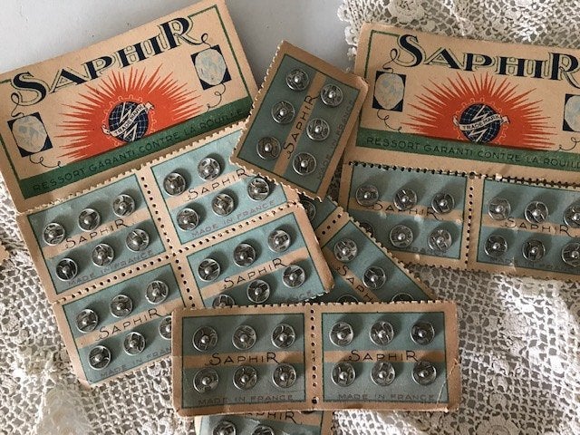 Vintage Franse drukknoopjes Saphir, Ophalen of Verzenden, Gebruikt, Knoop of Knopen