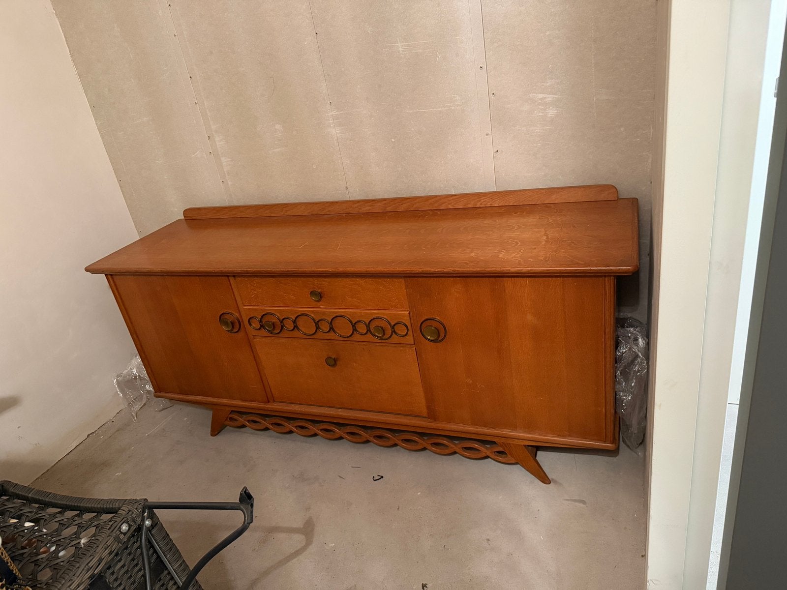 Vintage midcentury eiken dressoir jaren 50/60, Ophalen, 150 tot 200 cm, Eikenhout, Zo goed als nieuw