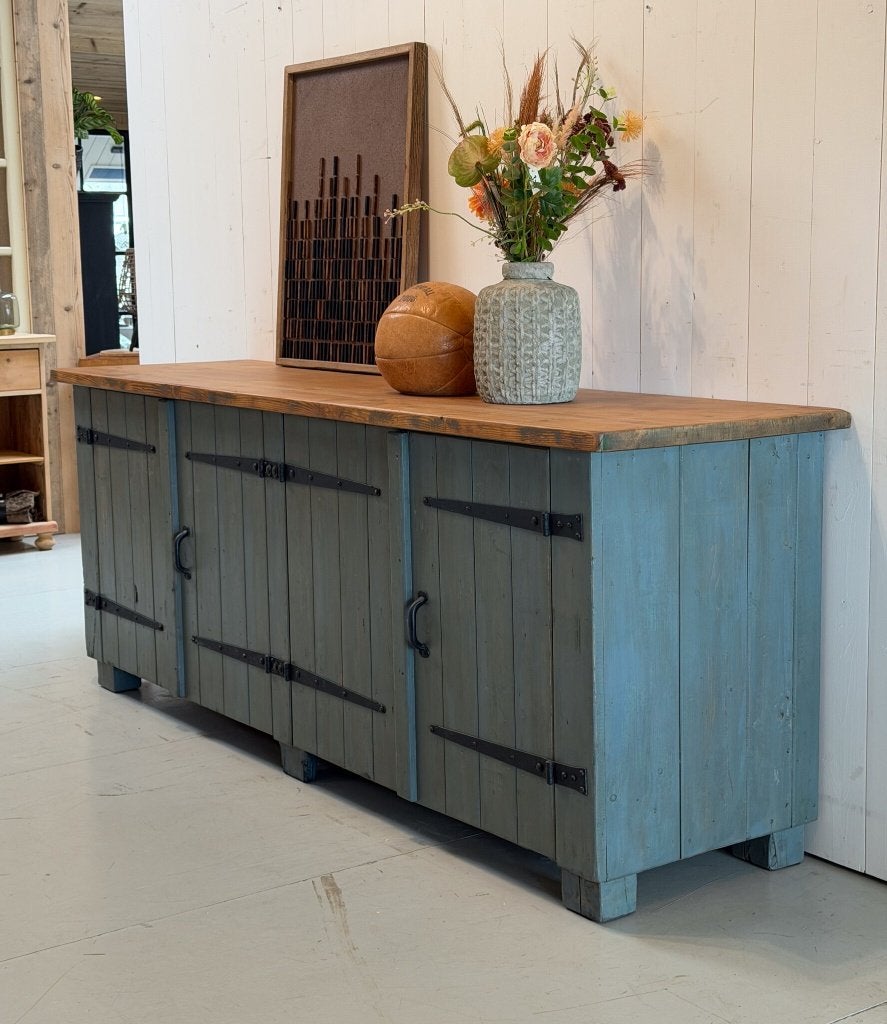 Houten dressoir, Werkbank, Werkbank met deuren, Toonbank, Ophalen of Verzenden