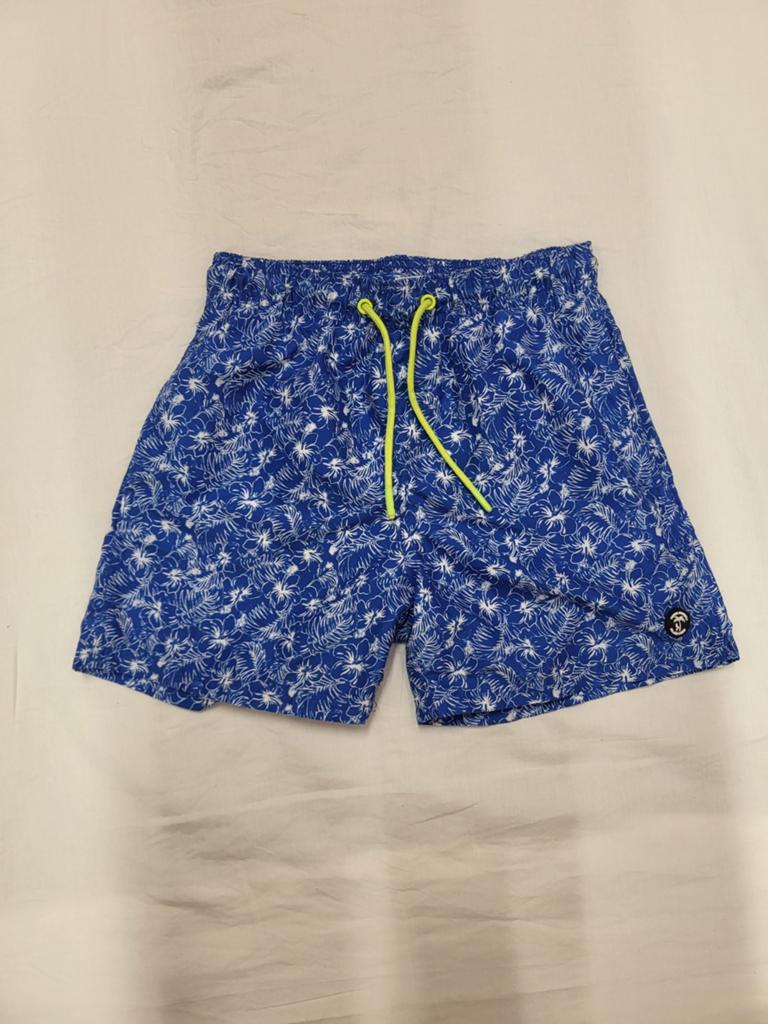 Blauwe zwemshort met wit patroon en neongeel koord, Kleding | Heren, Badmode en Zwemkleding, Onbekend, Ophalen of Verzenden, Zwemshort