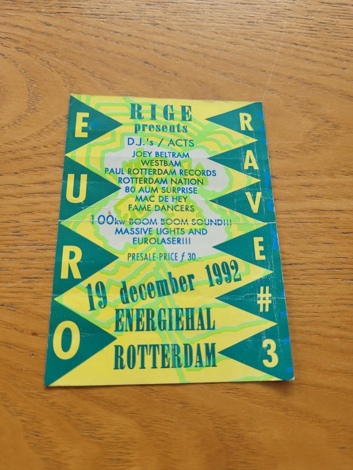 Eurorave 3 flyer Energiehal ( hardcore gabber thunderdome ), Ophalen of Verzenden, Gebruikt